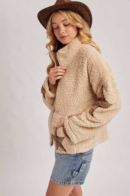 STAR-SHAPED FLEECE TEDDY JACKET