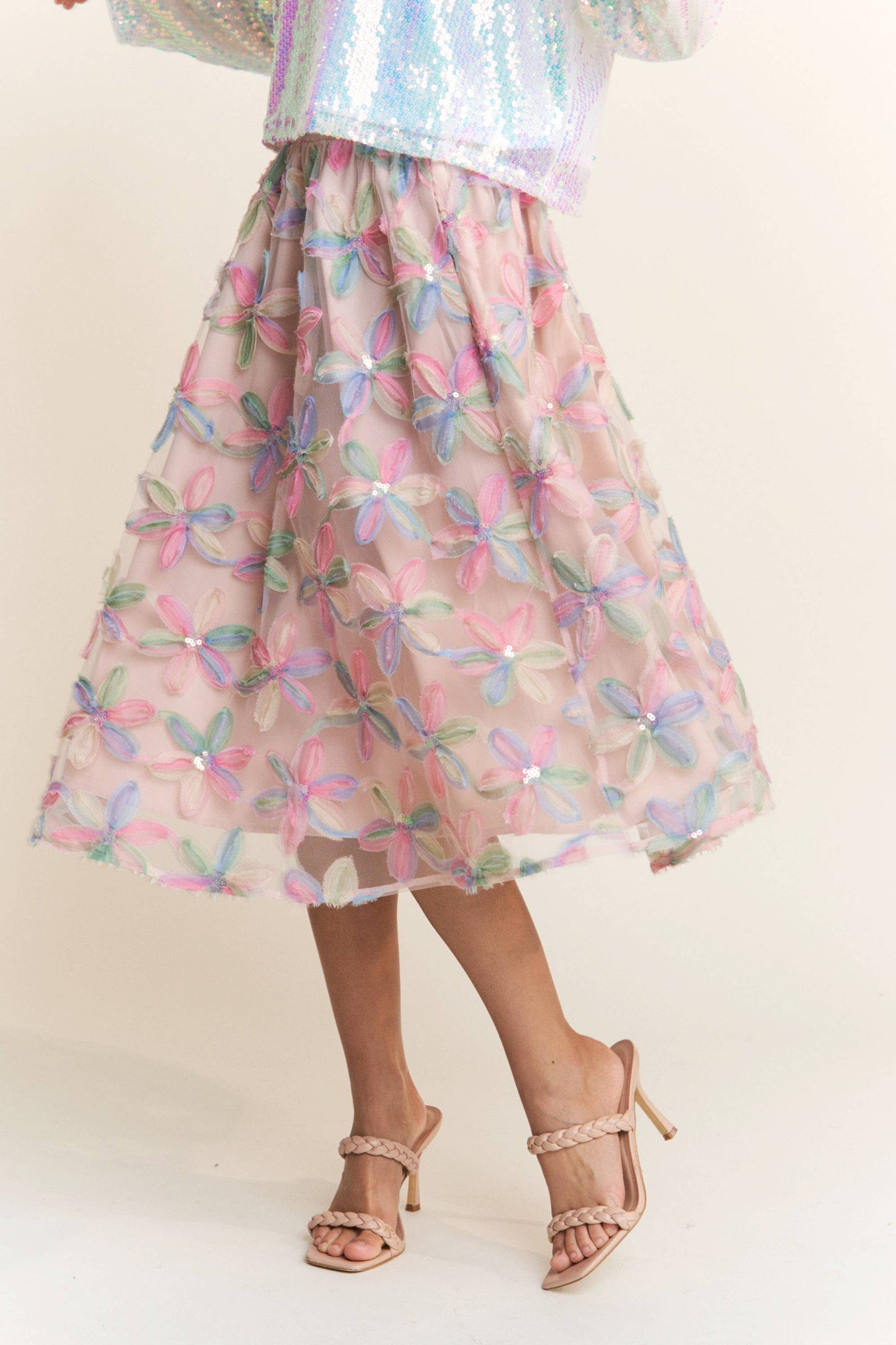 Chic Tulle Floral Skirt