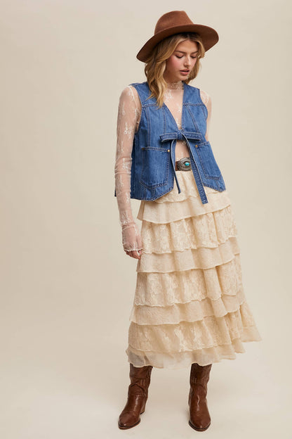 Cobalt Tie-Front Vest