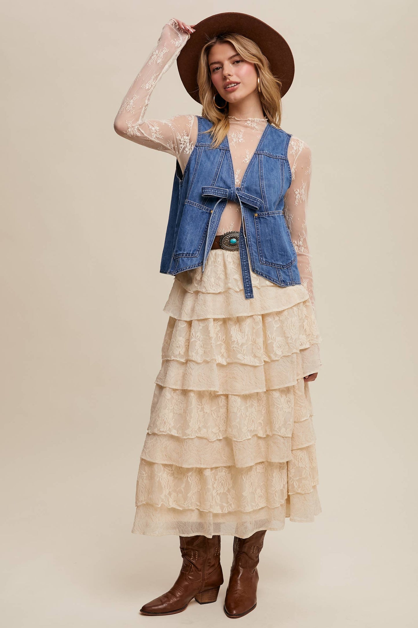 Cobalt Tie-Front Vest