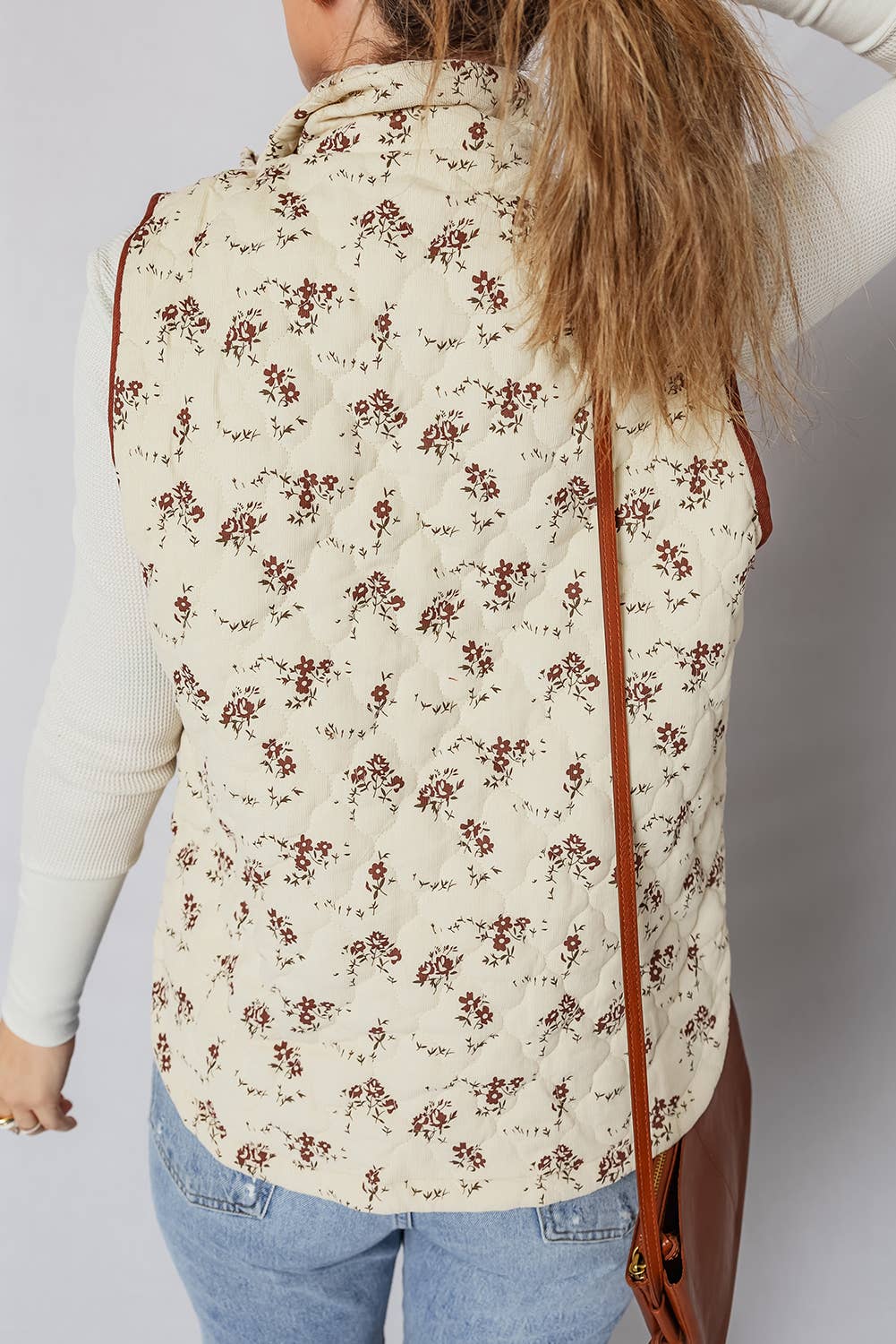 Floral Print Quilted Vest