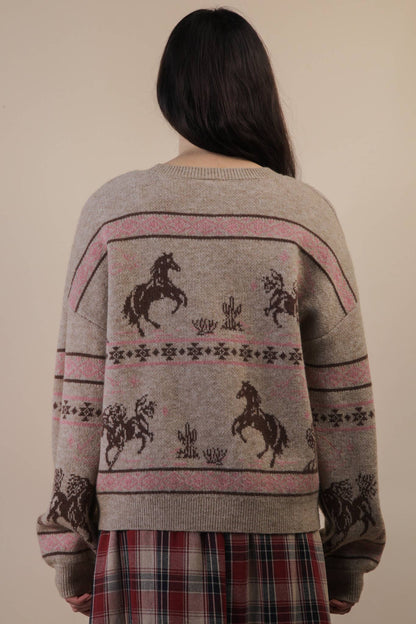 Oversized Western Knit Sweater