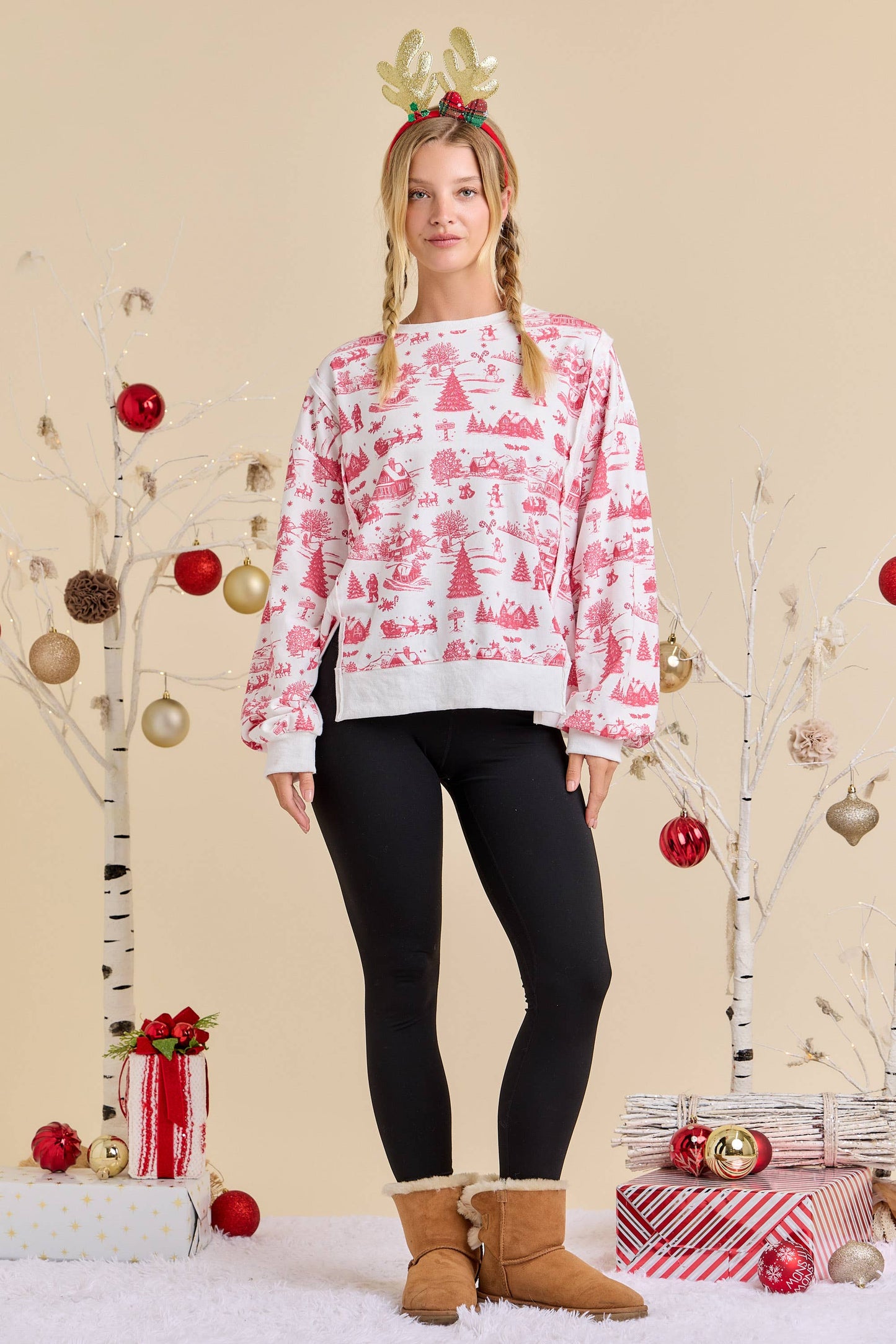 Holiday Toile Printed Top
