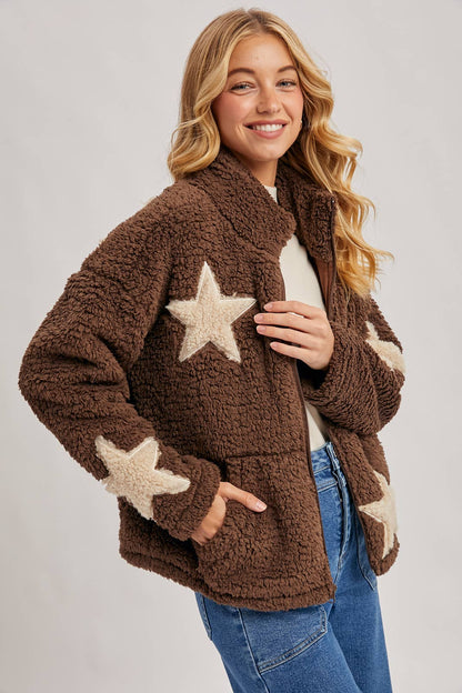 STAR-SHAPED FLEECE TEDDY JACKET