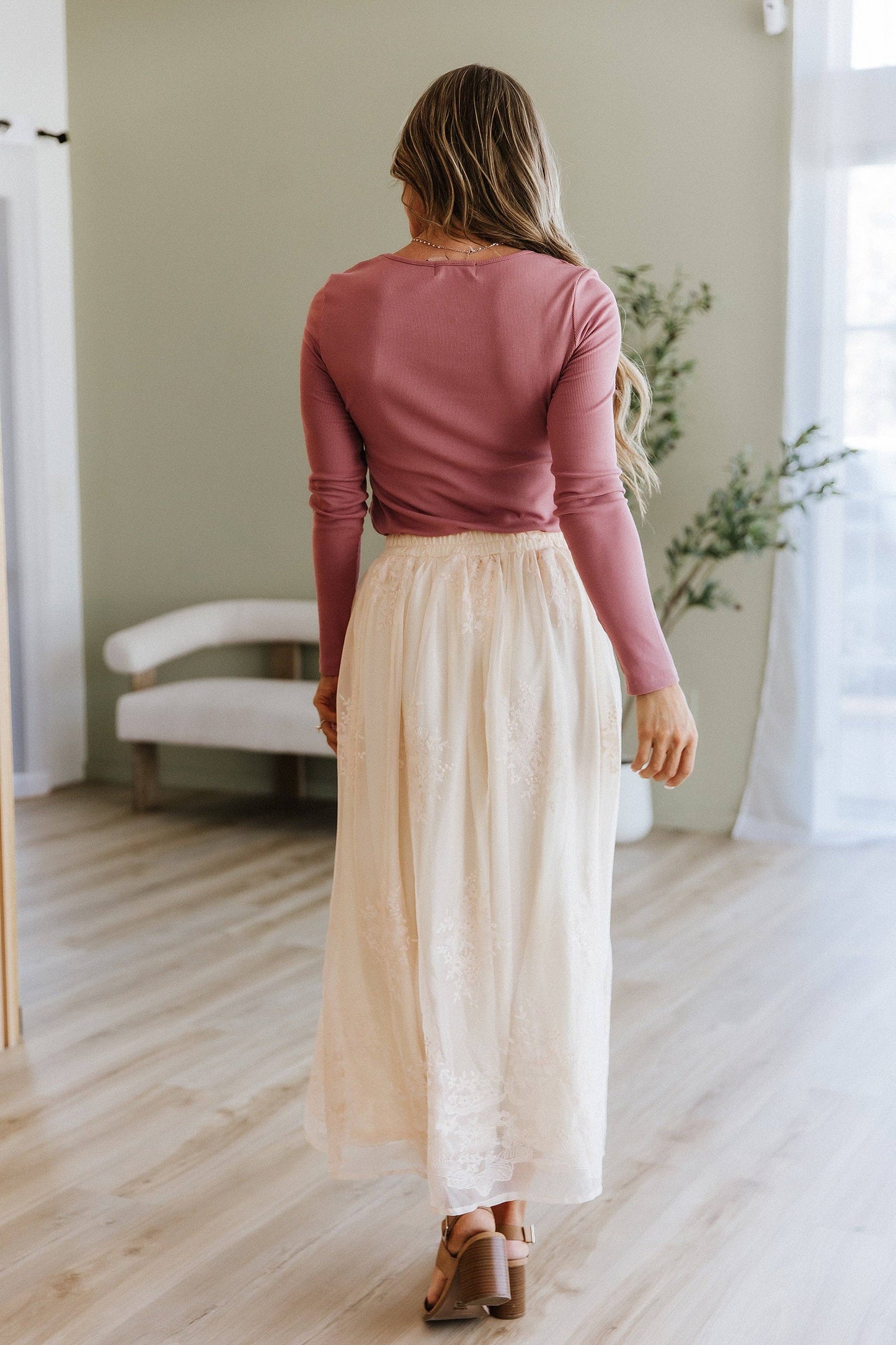 Oatmeal Mesh Overlay Skirt