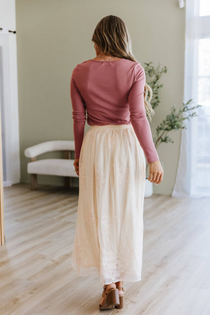 Oatmeal Mesh Overlay Skirt