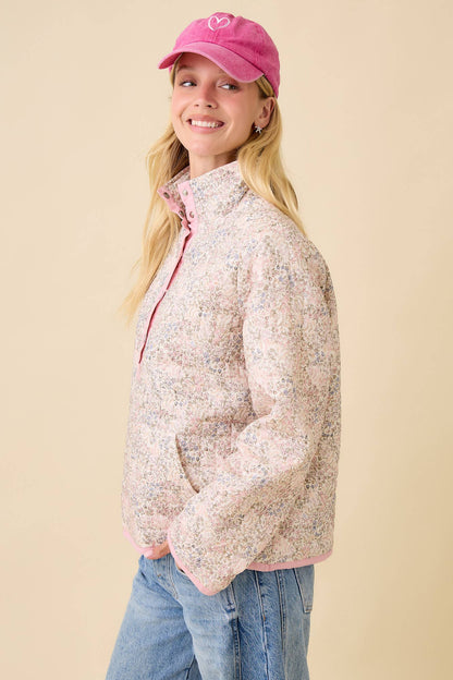 Floral Button Quilted Jacket