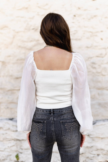 Sheer Bubble Sleeve Top
