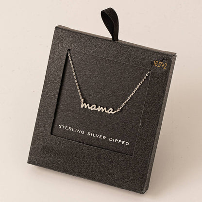 Secret Box Gold Dipped Dainty Mama Pendant Necklace: GD