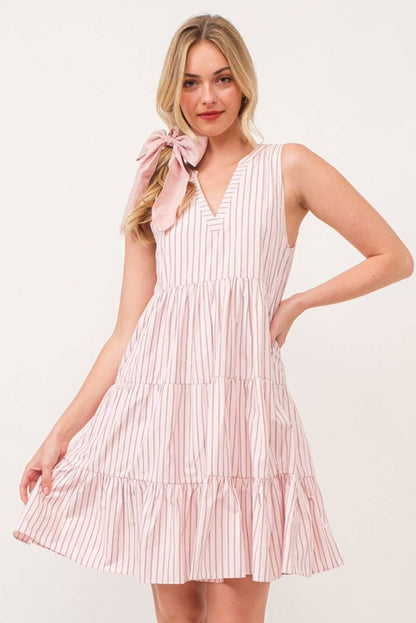 Pink Striped Midi Dress