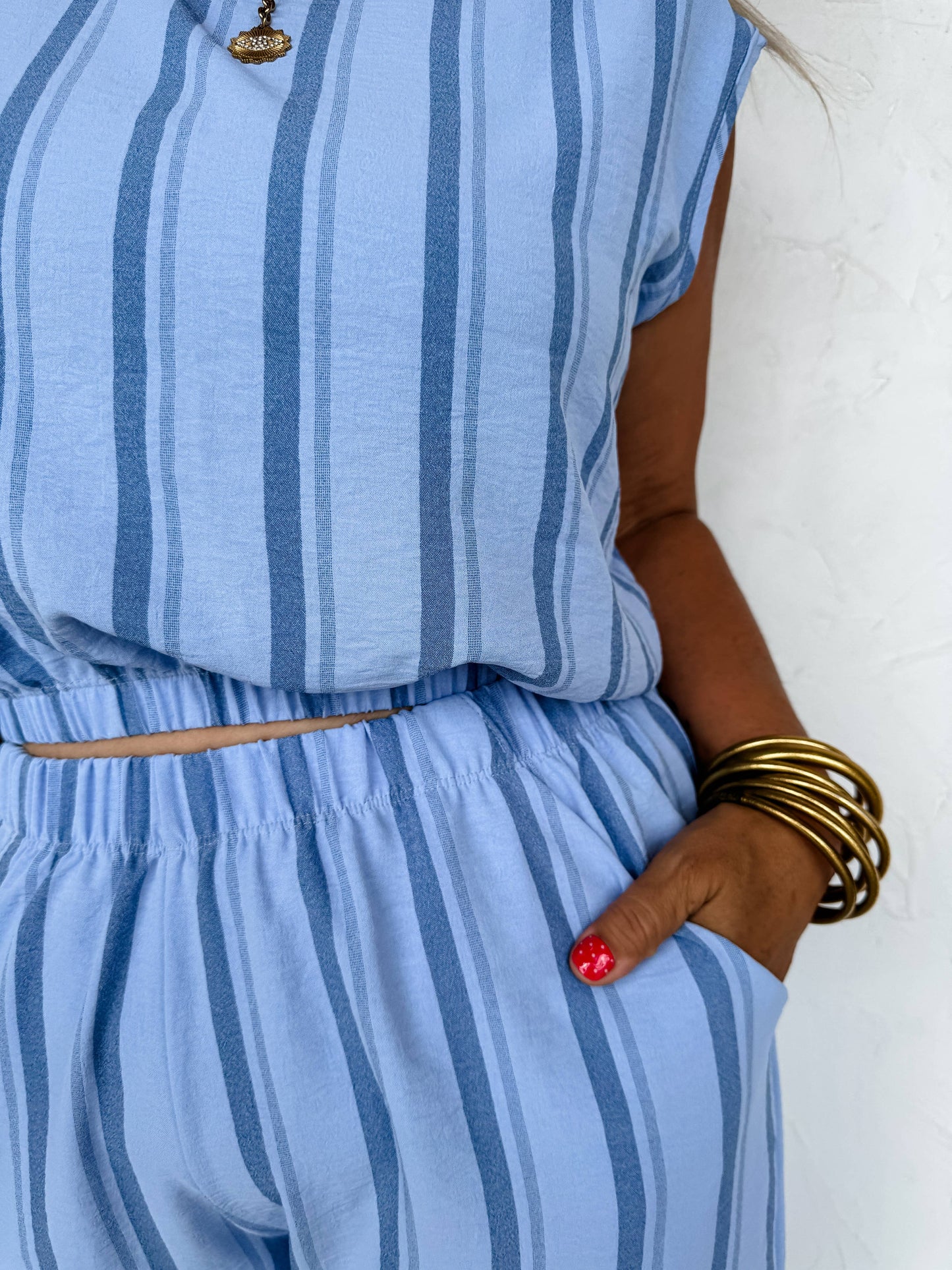 CALABASAS CROP PANT SET: BLUE / XS/S