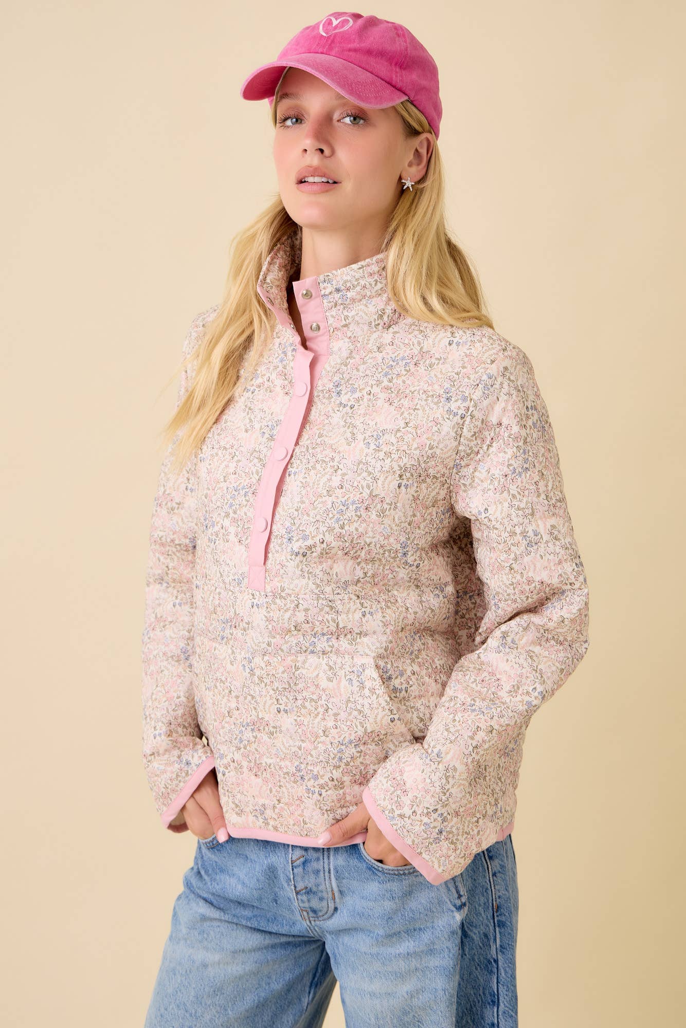 Floral Button Quilted Jacket