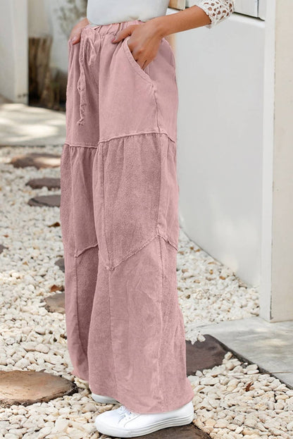 Mineral Wash Tiered Wide Leg Pants