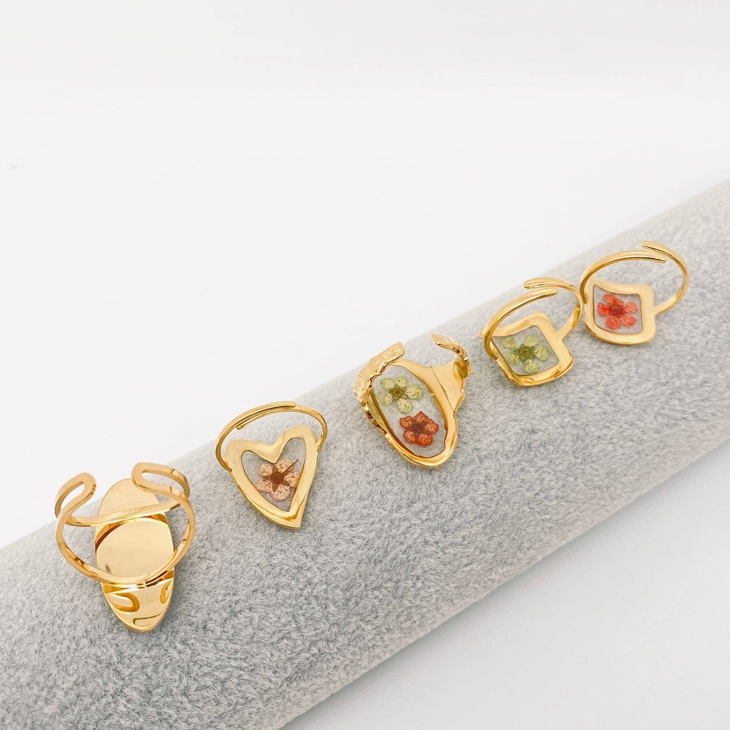 18K Gold Plated Stainless Steel Floral Ring