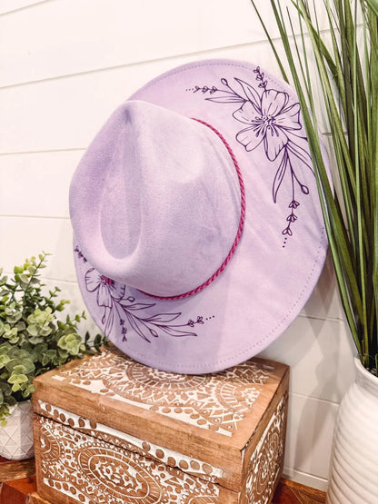 Engraved Lavender Floral Hat