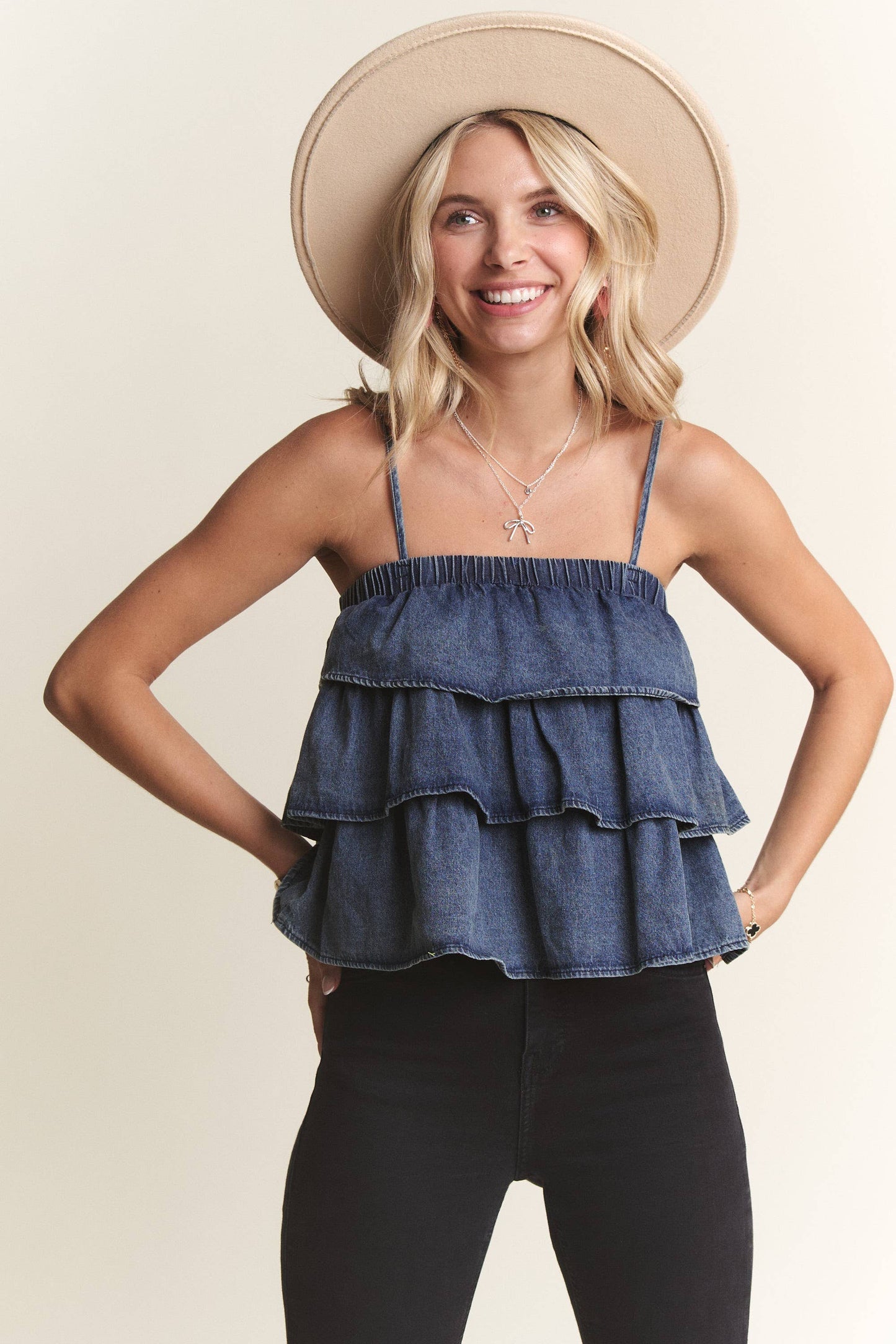 DENIM LAYERED TANK TOP