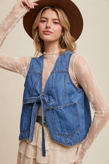 Cobalt Tie-Front Vest