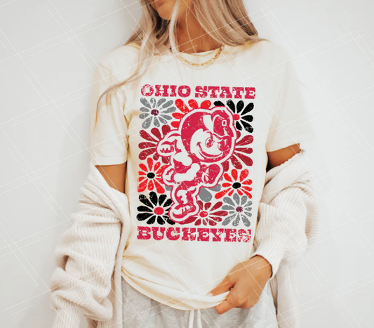 Buckeyes Groovy Floral Graphic