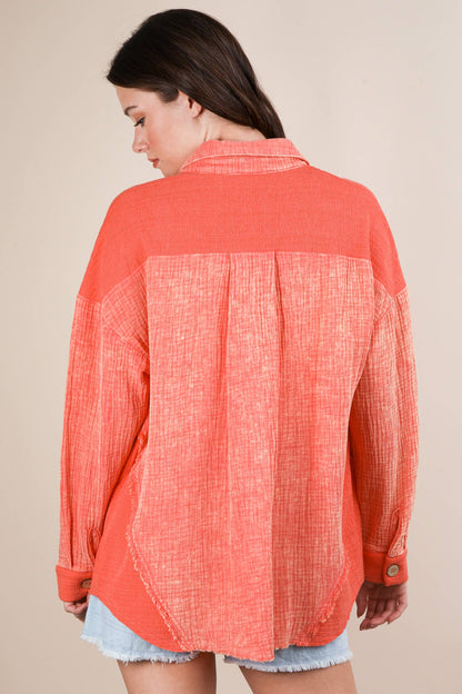 Mineral Washed Gauze Shacket Jacket