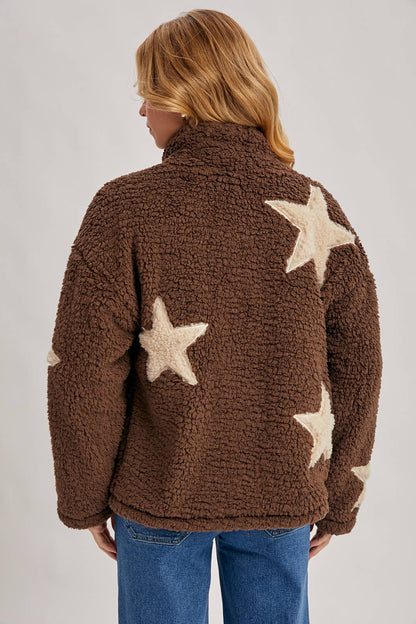 STAR-SHAPED FLEECE TEDDY JACKET