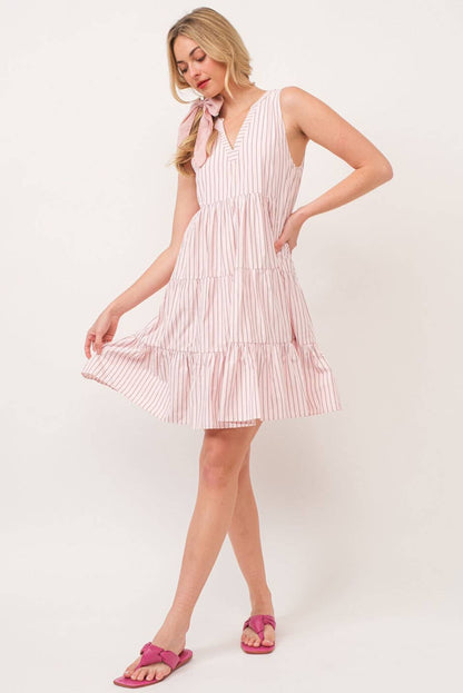 Pink Striped Midi Dress