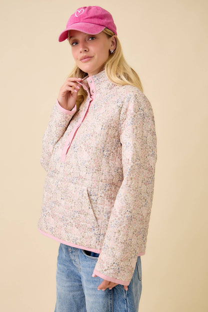 Floral Button Quilted Jacket