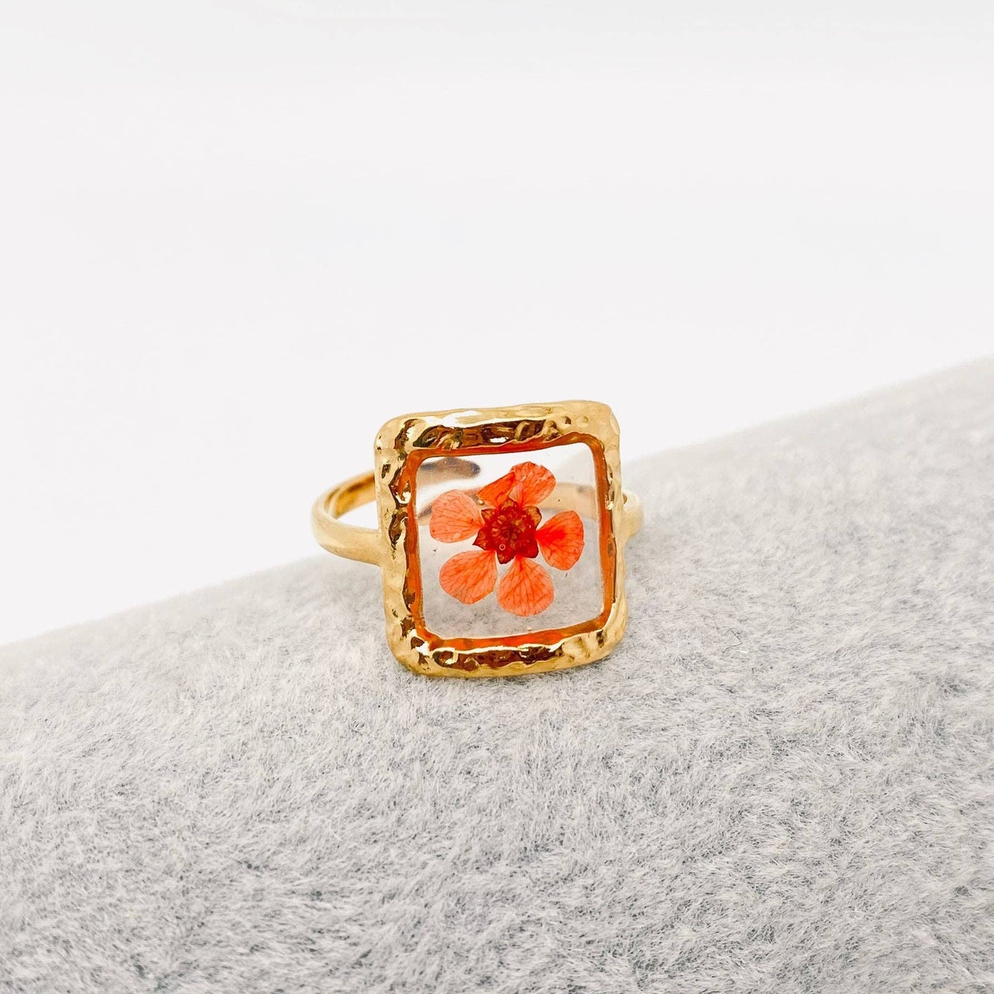 18K Gold Plated Stainless Steel Floral Ring