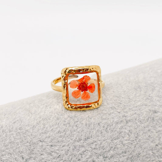 18K Gold Plated Stainless Steel Floral Ring