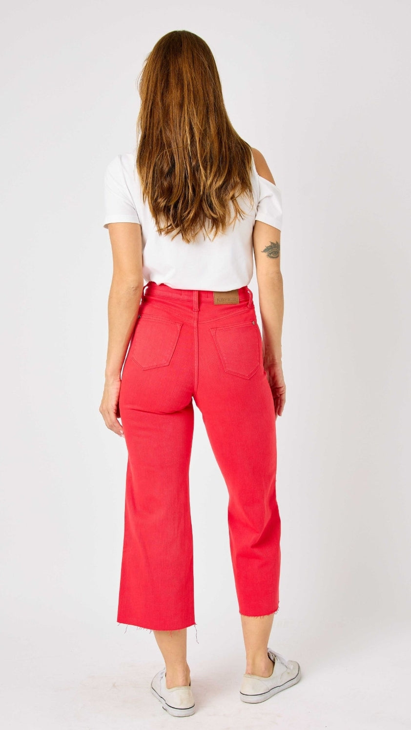 JB Cropped Flare Red
