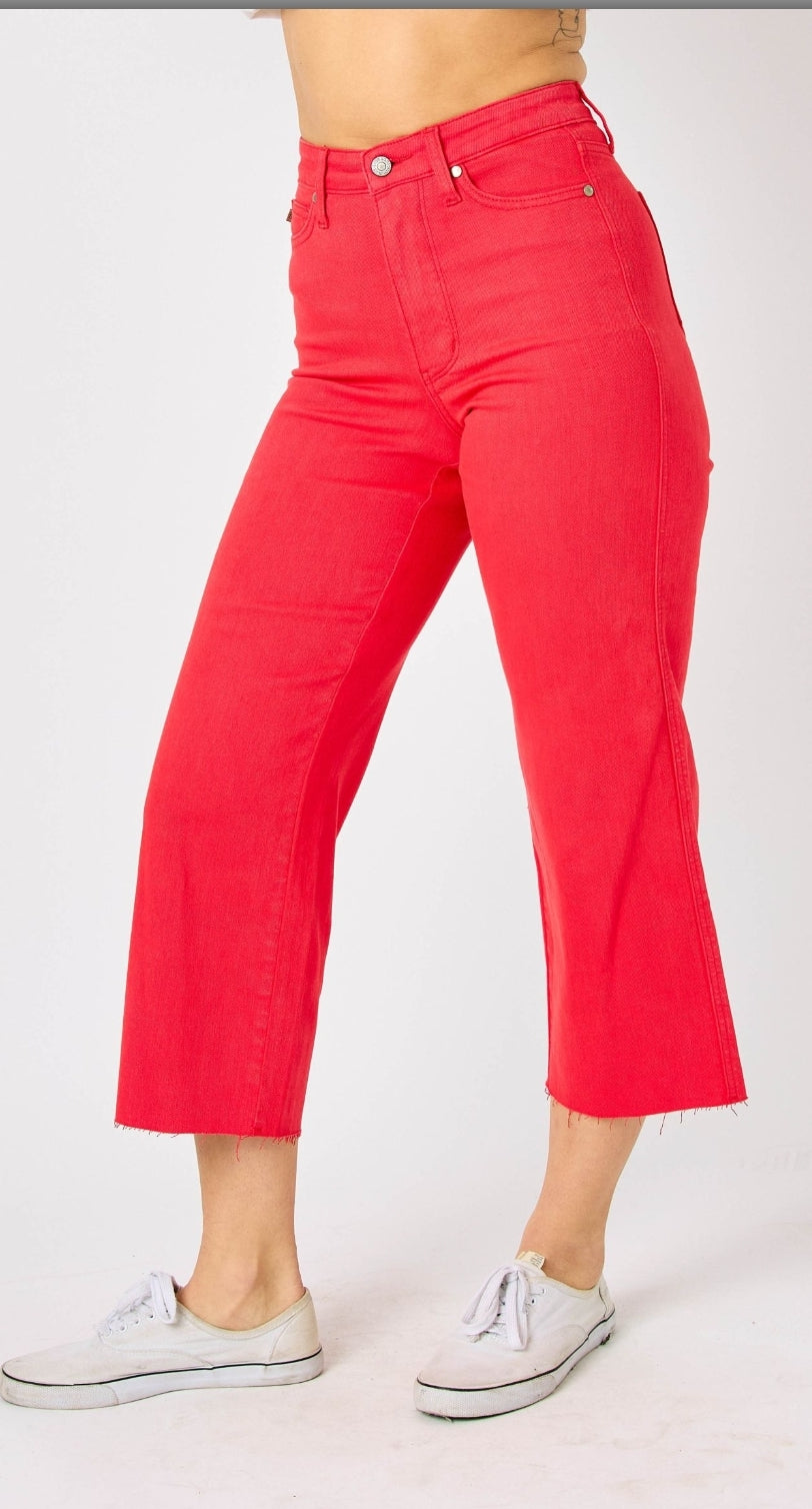 JB Cropped Flare Red