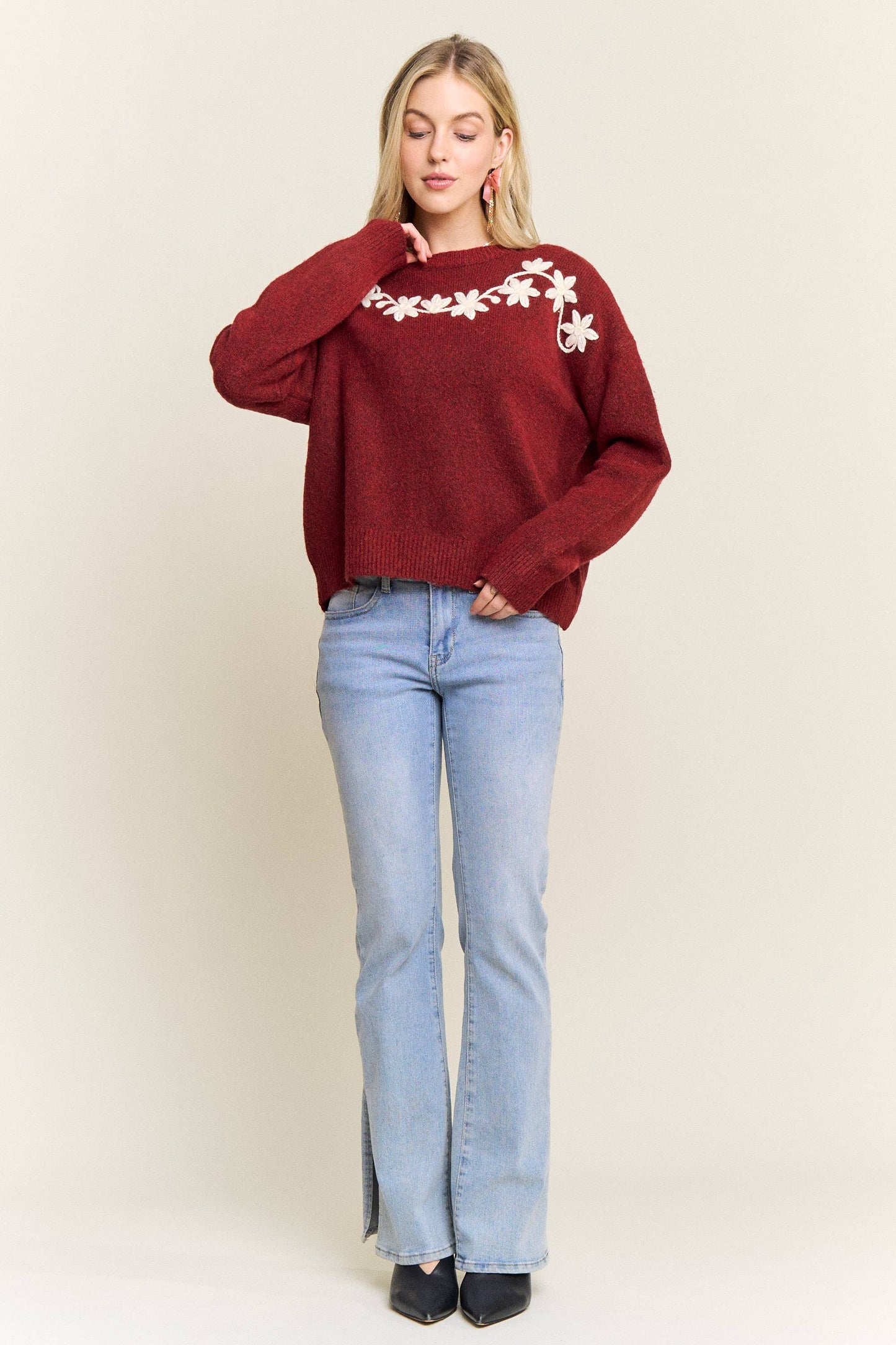 FLORAL Embroidered  SWEATER
