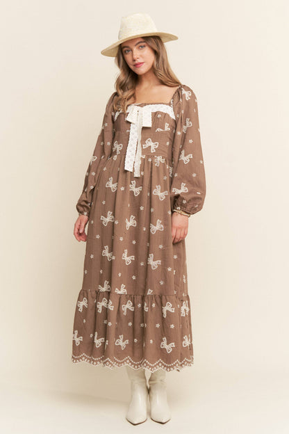 Embroidered Bows Maxi