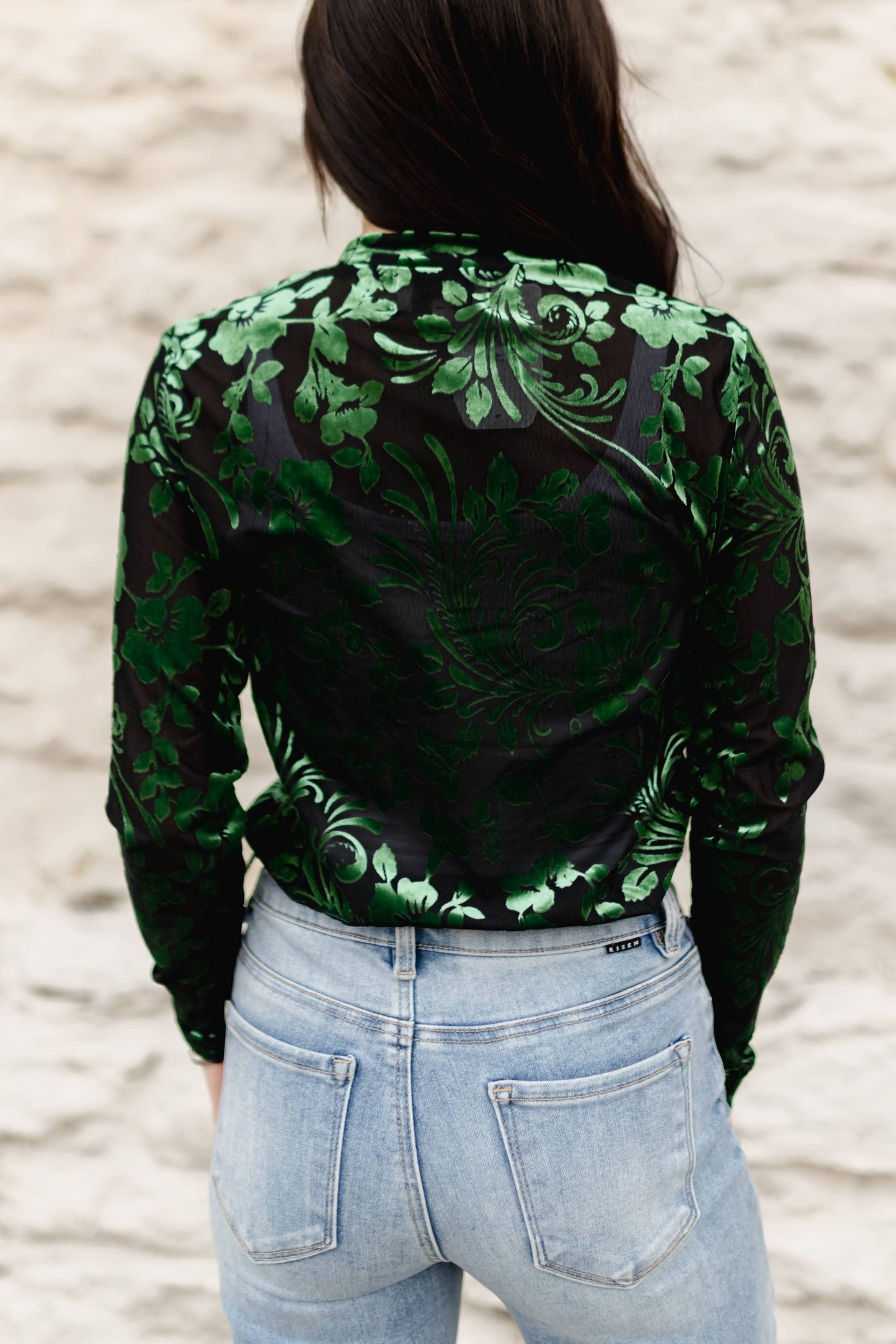 Velvet Floral Mesh Top