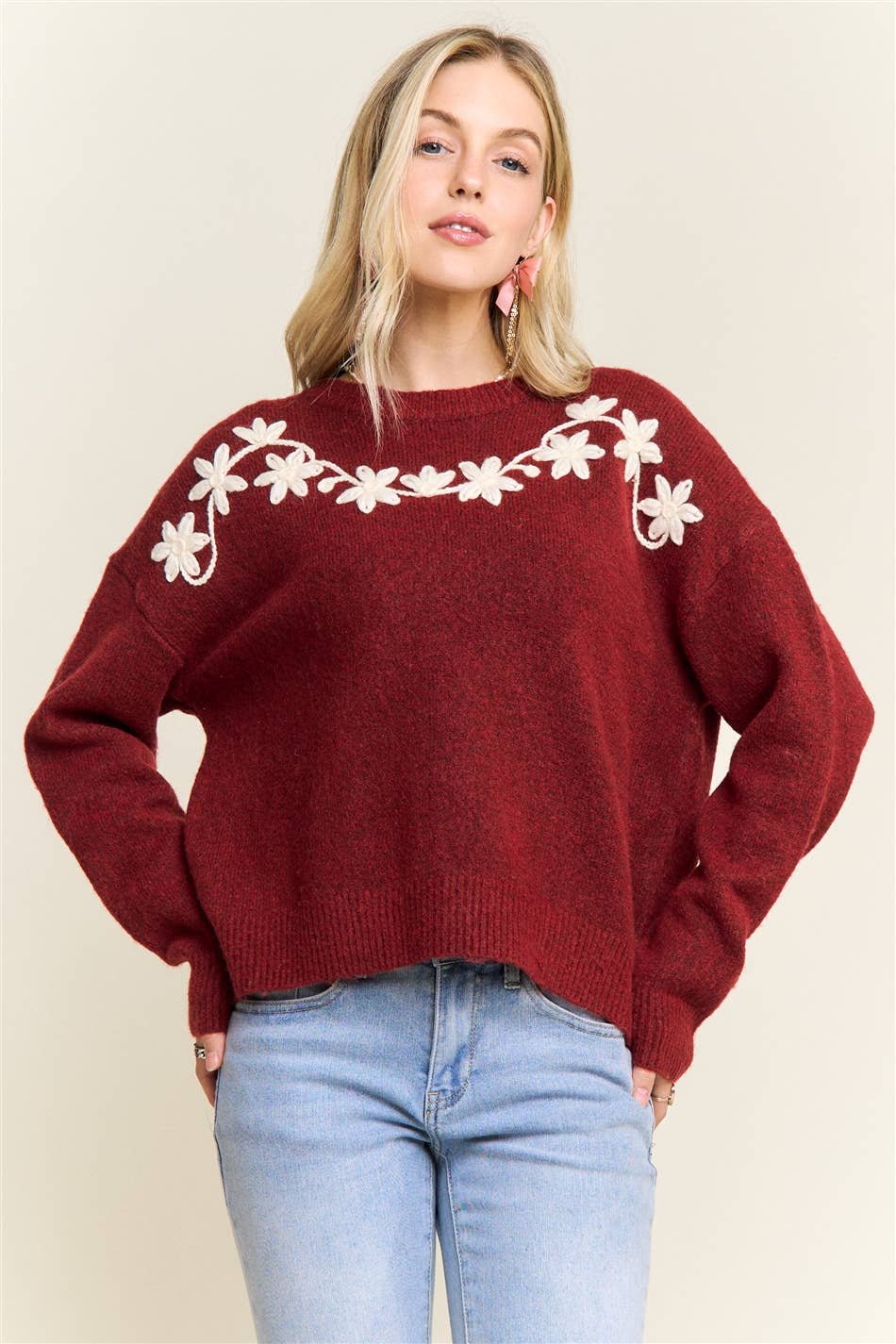 FLORAL Embroidered  SWEATER