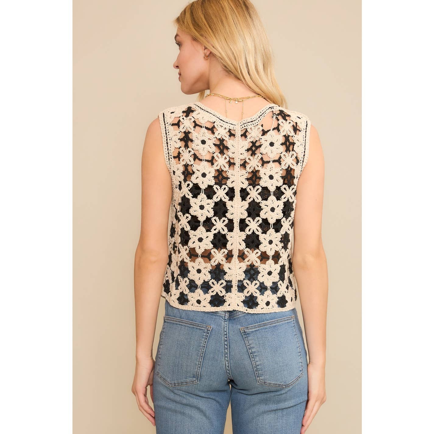 VINTAGE CROPPED CROCHET VEST