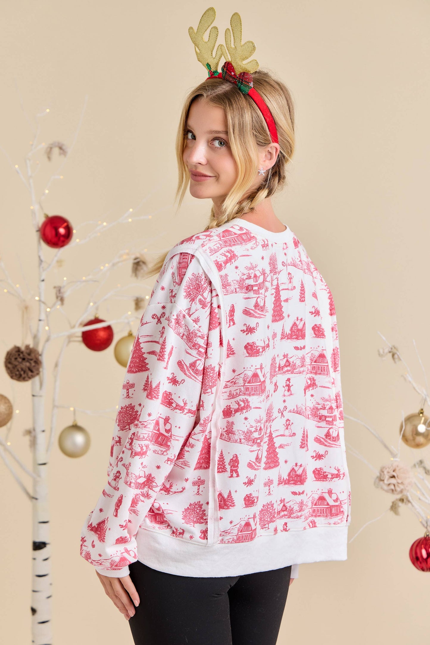 Holiday Toile Printed Top