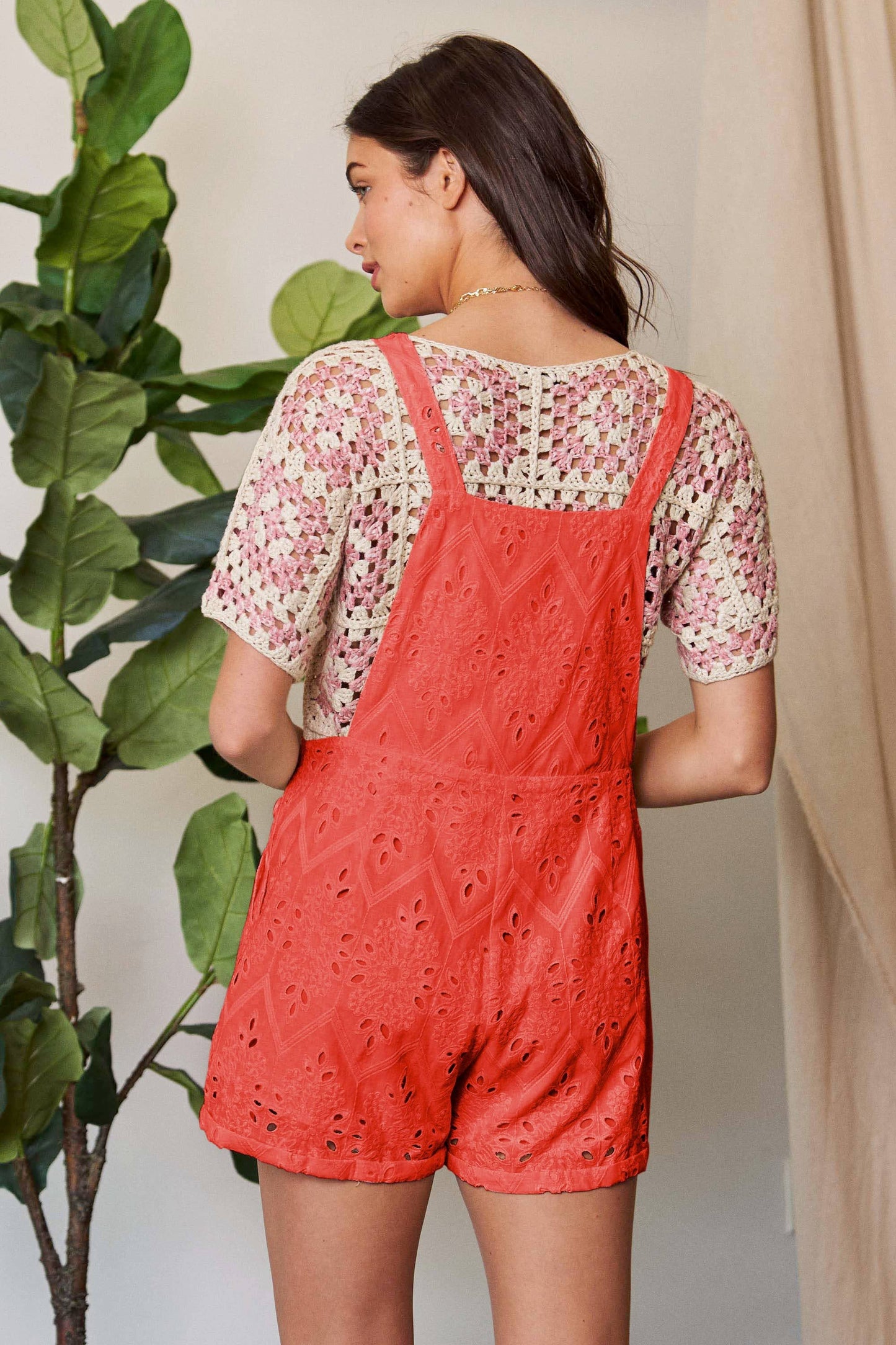 CROCHET LACE SHORT ROMPER