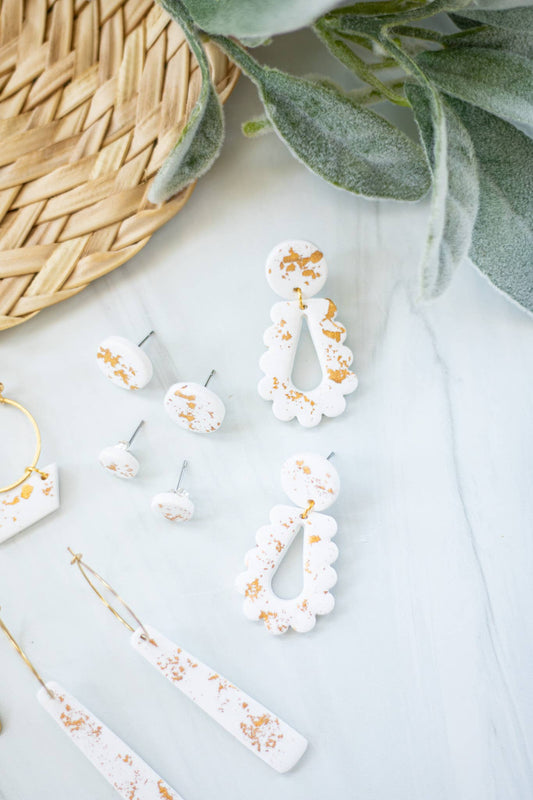 Gold Flaked Collection: Scalloped teardrop dangles
