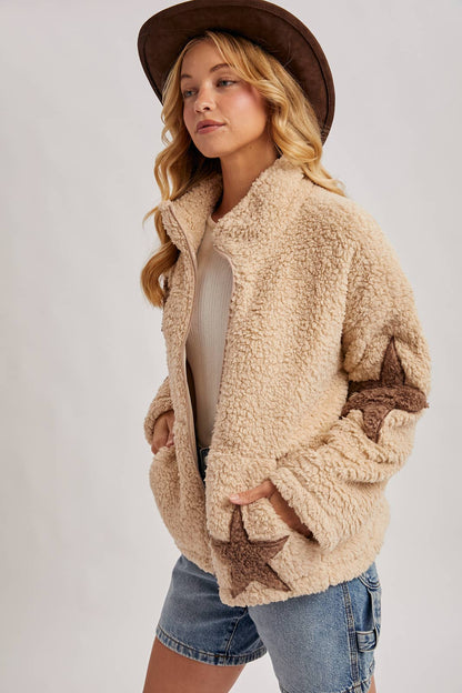 STAR-SHAPED FLEECE TEDDY JACKET