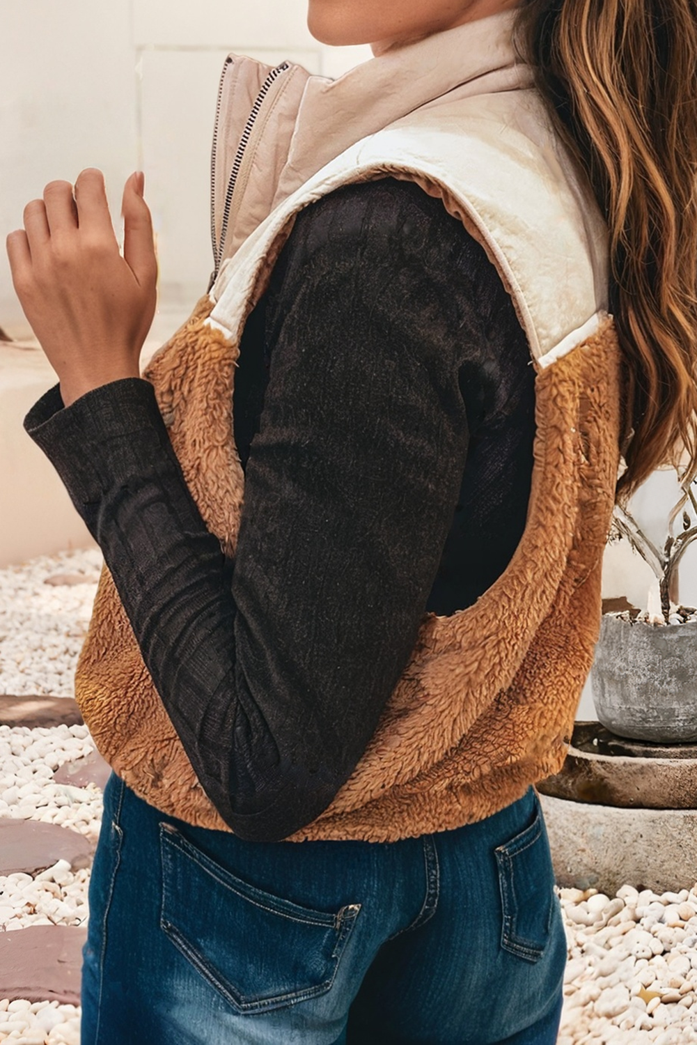 Colorblock 1/4 Zipper Vest