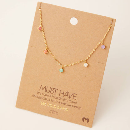 Crystal Stud Drop Necklace: G