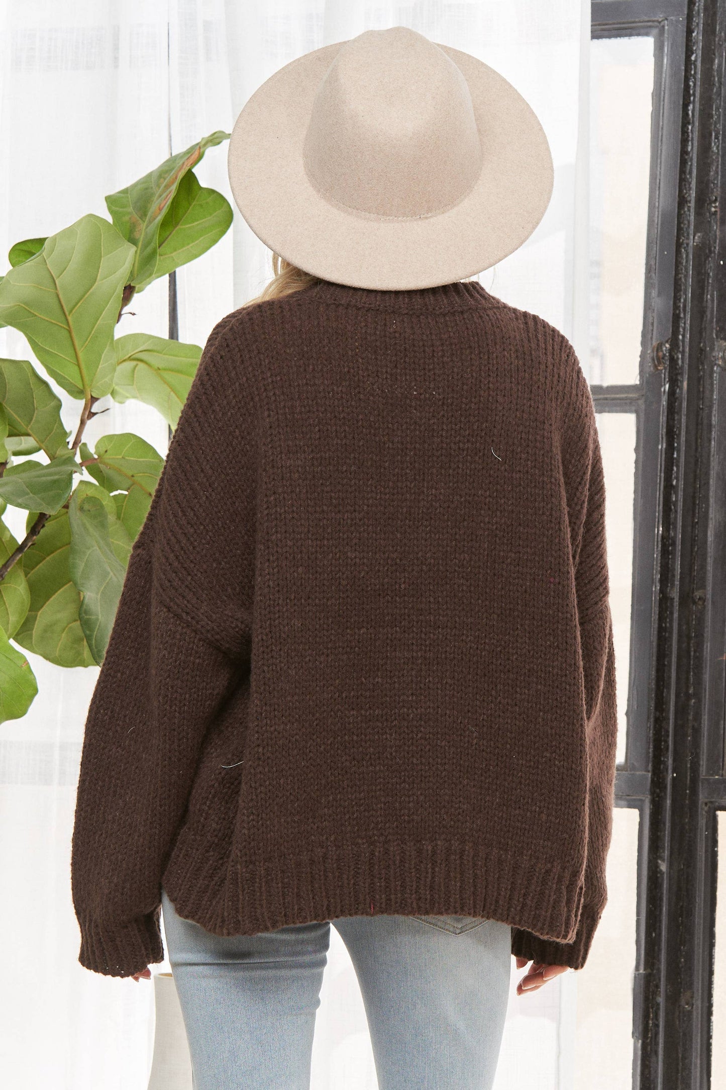 DROP SHOULDER FLORAL SWEATER