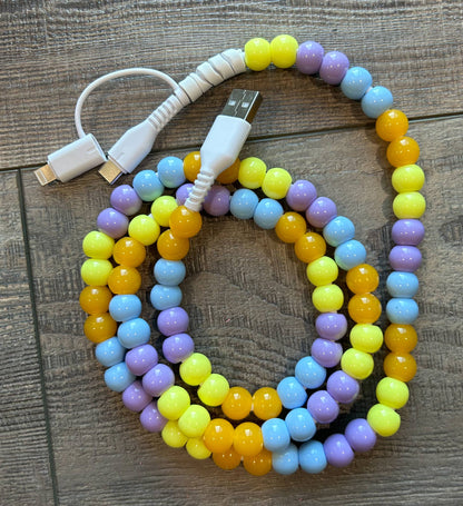 Beaded Phone Charger with Lightning & USB-C Cable