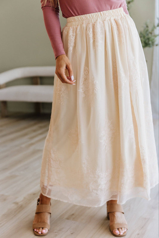 Oatmeal Mesh Overlay Skirt
