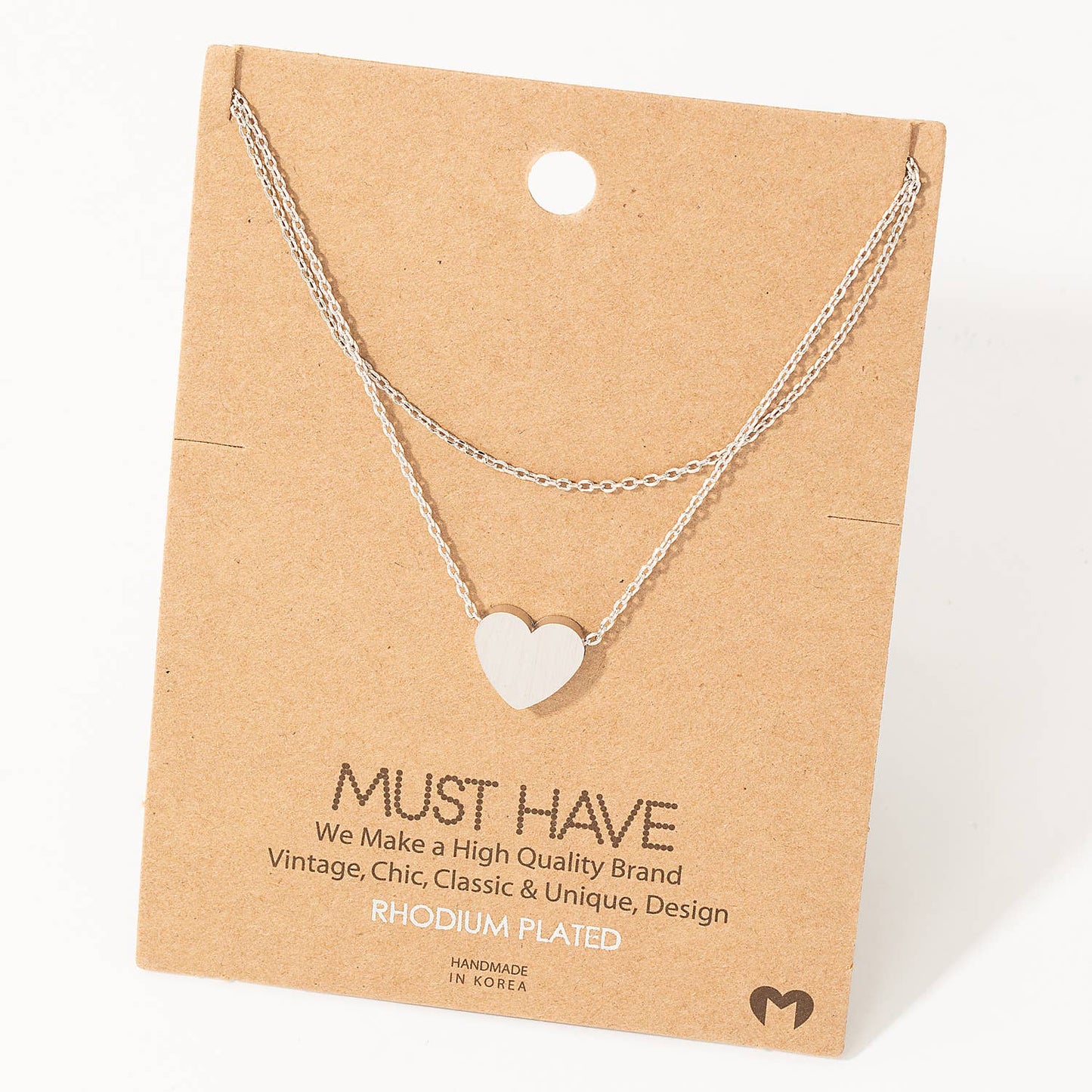 Dainty Layered Chain Heart Charm Necklace