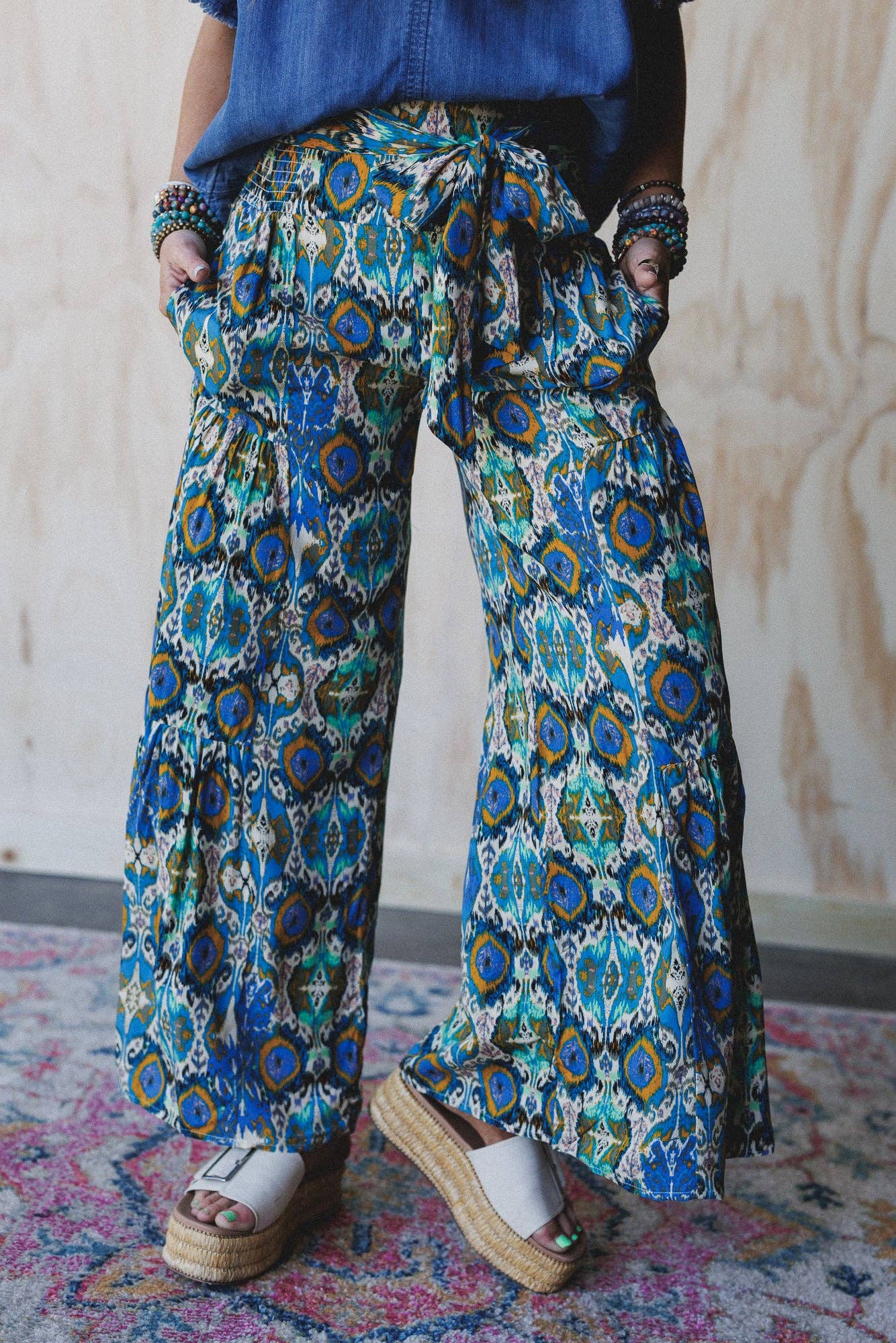 Pretty Peacock Printed Pants