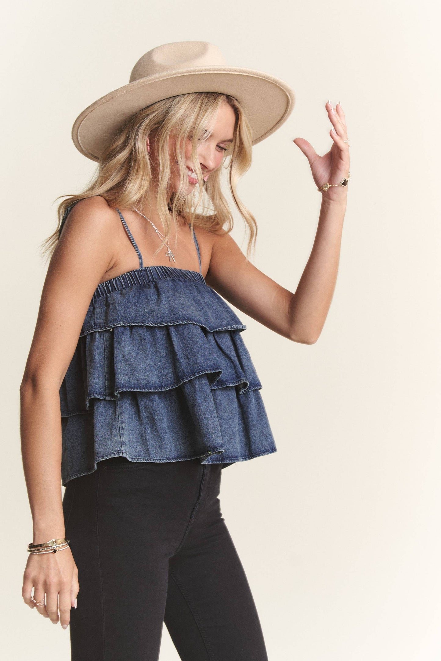 DENIM LAYERED TANK TOP