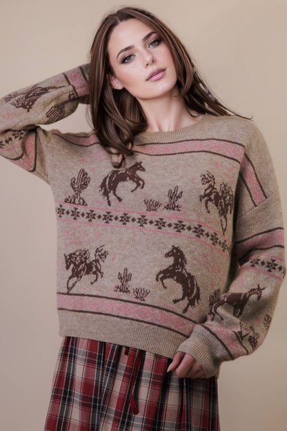 Oversized Western Knit Sweater