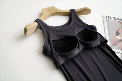 Essential Basic Rib Soft tank top w built in bra: Black / S