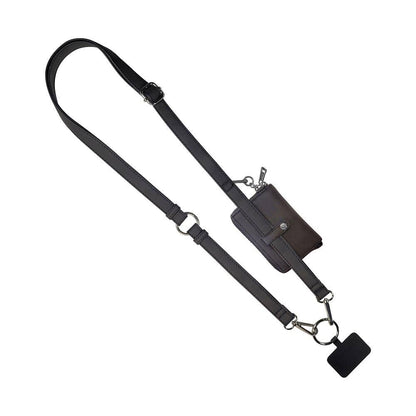 Clip & Go Brushed Vegan Leather Phone Lanyard - RFID Pouch